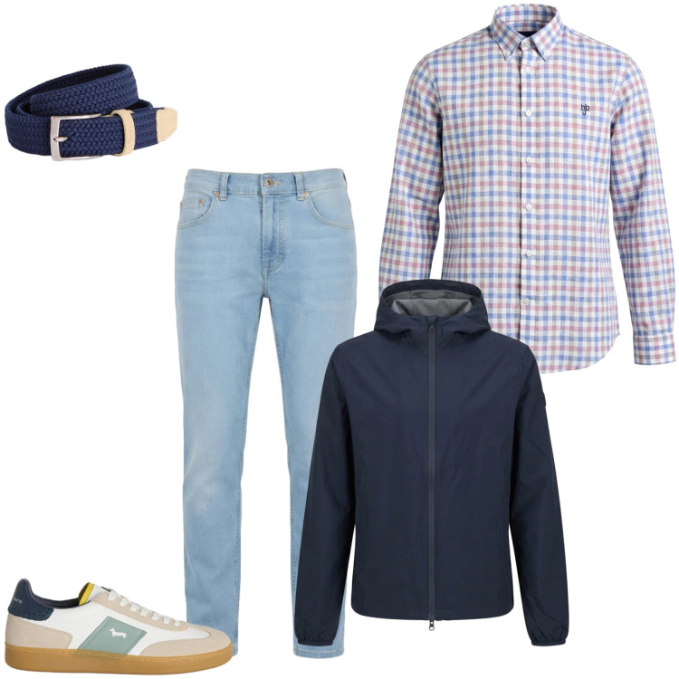 Outfit uomo - City Casual. Stile Urban per Tutti i giorni. Abbinamento con cinture, jeans, camicie, sneakers, giacche.
