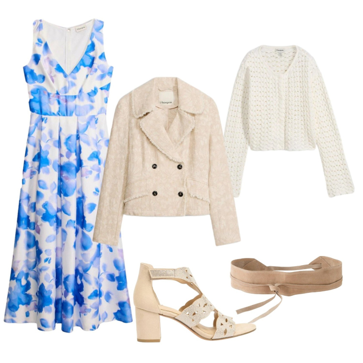 Outfit donna - Total look #2384717. Abbinamento con blazer, vestiti lunghi, cinture, cardigans, sandali col tacco.