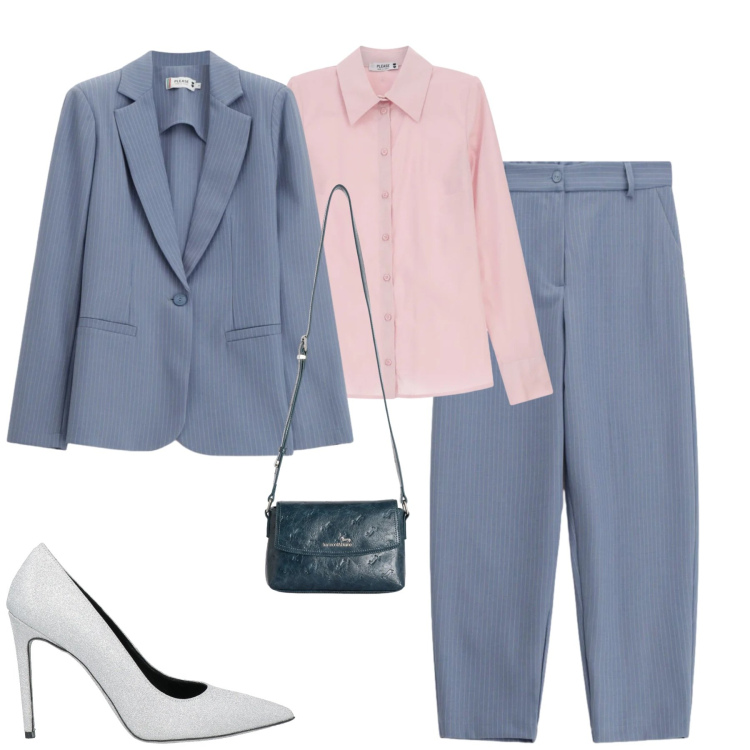 Outfit donna - City. Stile Urban per Tutti i giorni. Abbinamento con décolleté, pantaloni, blazer, camicie, borse a tracolla.