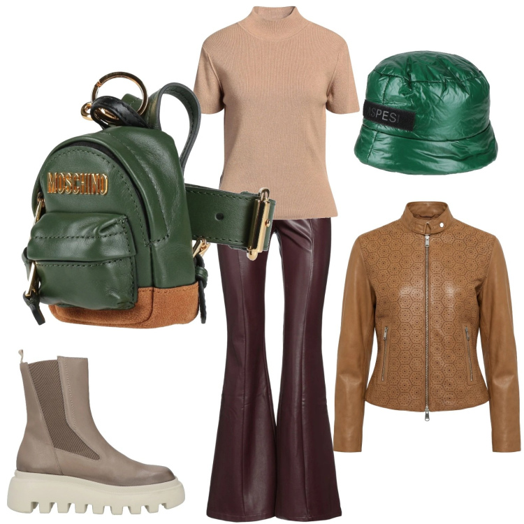 Outfit donna - Rainy day in the city. Stile Urban per Ufficio. Abbinamento con marsupi, stivaletti, maglieria, cappelli, pantaloni, giacche.