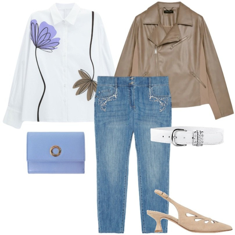 Outfit donna - La camicia raffinata con dettagli unici. Stile Casual chic per Ufficio. Abbinamento con décolleté, cinture, jeans skinny, blazer, camicie, portafogli.