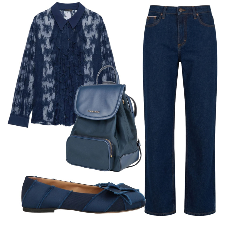 Outfit donna - Total look #2384754. Stile Basic per Ufficio. Abbinamento con zaini, ballerine, camicie, jeans.