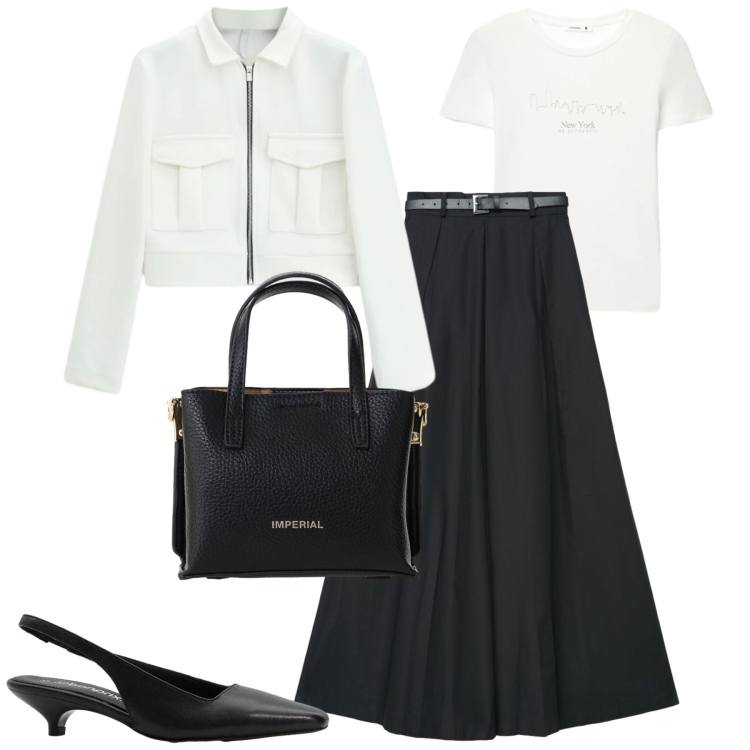 Outfit donna - Giacca camicia con zip. Stile Urban per Tutti i giorni. Abbinamento con décolleté, pantaloni, t-shirt, cappotti, borse a tracolla.