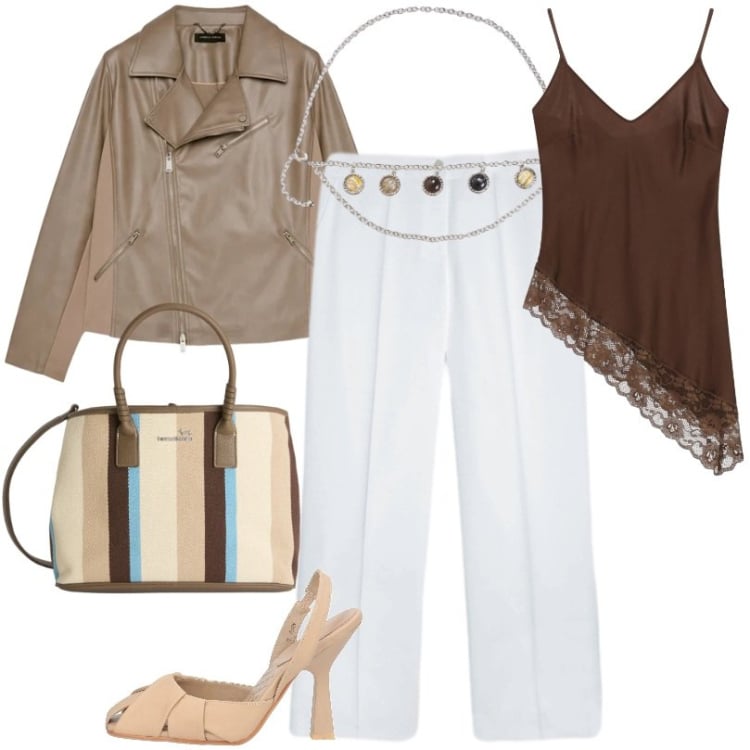 Outfit donna - La giacca da abbinare a infiniti look. Stile Sporty chic per Tutti i giorni. Abbinamento con décolleté, cinture, blazer, pantaloni, top, shopping bag.