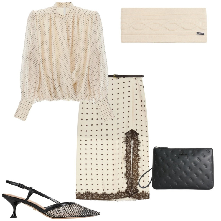 Outfit donna - Domenica. Stile Casual chic per Tutti i giorni. Abbinamento con décolleté, camicie, gonne lunghe, anelli, accessori per capelli.