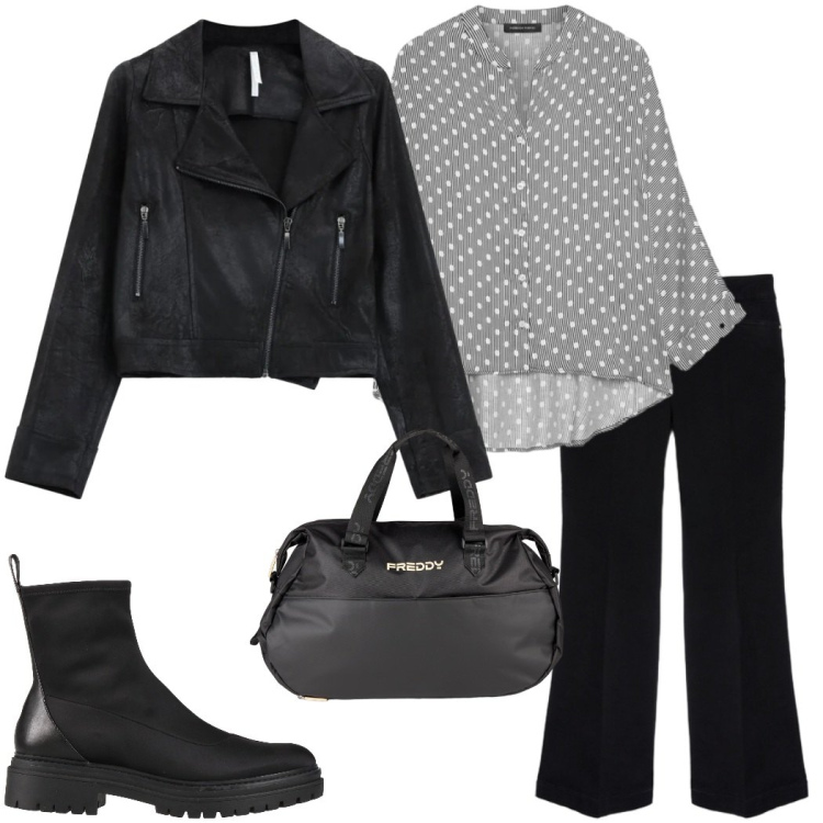 Outfit donna - Weekend fuori città. Stile Casual chic per Tutti i giorni. Abbinamento con stivaletti, giacche, camicie, jeans, borse sportive.