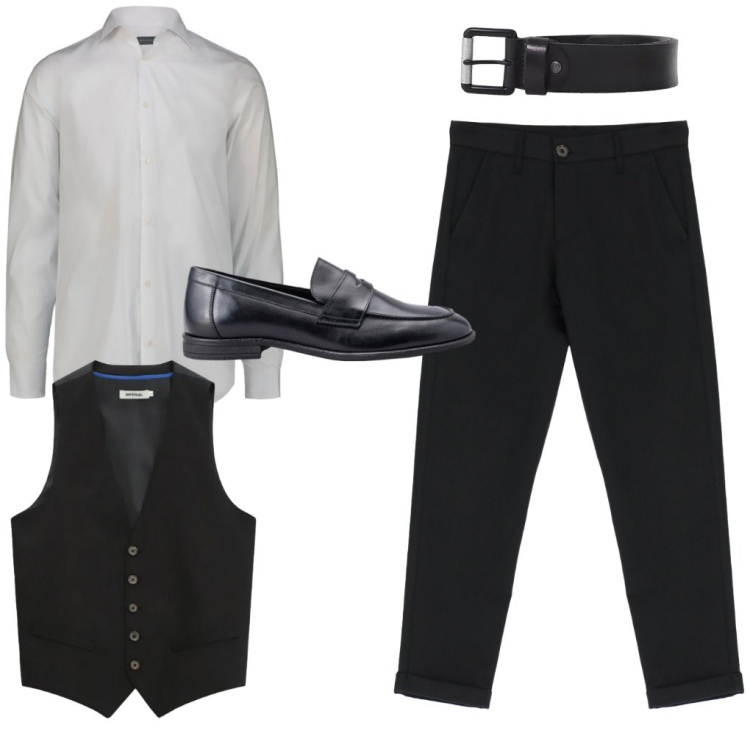 Outfit uomo - #pantaloni.chino.fit. Stile Business/Elegante per Cerimonia. Abbinamento con pantaloni, gilet, cinture, camicie, scarpe stringate.