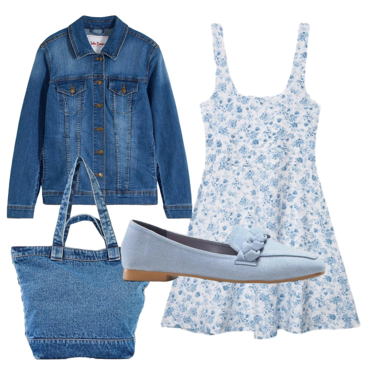 Outfit donna - Total look #2384816. Stile Romantica per Tutti i giorni. Abbinamento con blazer, mocassini, shopping bag, vestiti corti.