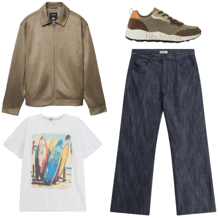 Outfit uomo - #bell\'om. Stile Urban per Tutti i giorni. Abbinamento con giacche, jeans, t-shirt, sneakers.