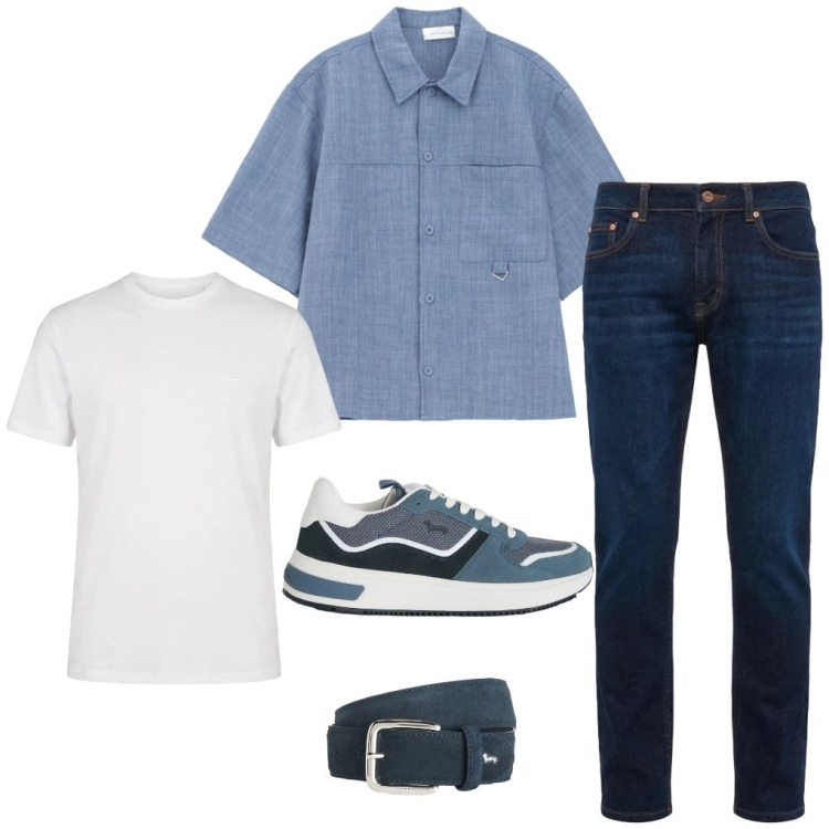Outfit uomo - #che.camicia!. Stile Urban per Tutti i giorni. Abbinamento con camicie a manica corta, cinture, t-shirt, jeans, sneakers.