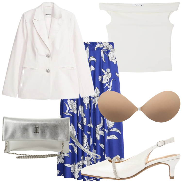 Outfit donna - Al battesimo di mio nipote.. Stile Chic per Cerimonia. Abbinamento con borse a tracolla, reggiseni, top, gonne lunghe, blazer, décolleté.