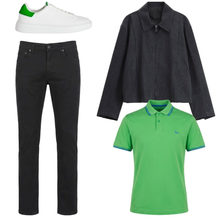 Outfit uomo - #menta.fresca. Stile Urban per Tutti i giorni. Abbinamento con cappotti, pantaloni, polo, sneakers.