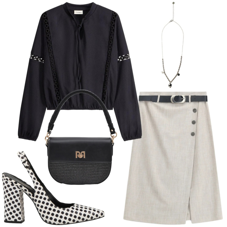 Outfit donna - Total look #2384910. Stile Glamour per Serata fuori. Abbinamento con décolleté, bluse, gonne longuette, borse a spalla, ciondoli.
