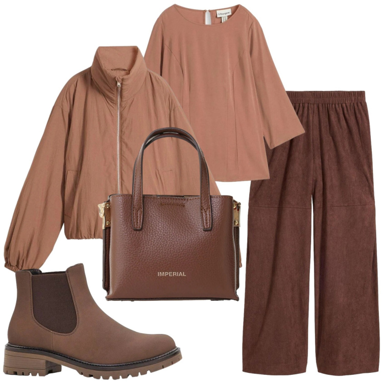Outfit donna - Total look #2384917. Stile Basic per Tutti i giorni. Abbinamento con bluse, stivaletti, bomber, pantaloni, borse a tracolla.