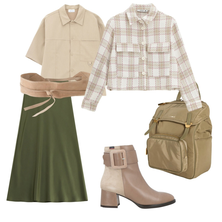Outfit donna - Venerdì. per Tutti i giorni. Abbinamento con zaini, stivaletti, cinture, cappotti, gonne lunghe, camicie.