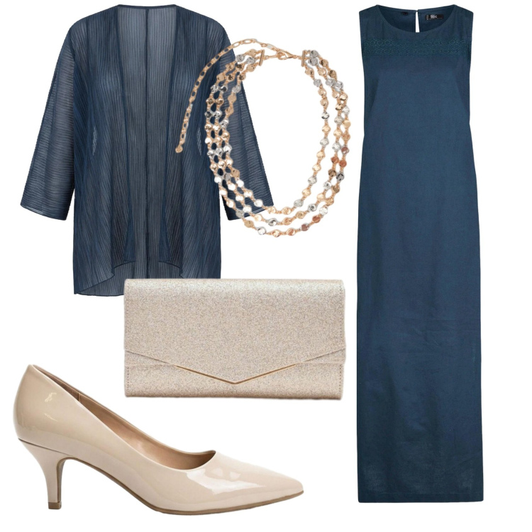 Outfit donna - Total look #2384933. Stile Chic per Cerimonia. Abbinamento con vestiti lunghi, décolleté, blazer, collane, clutch.
