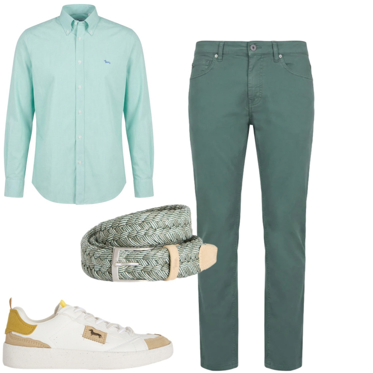 Outfit uomo - Aprile. Stile Urban per Tutti i giorni. Abbinamento con sneakers, pantaloni, camicie, cinture.