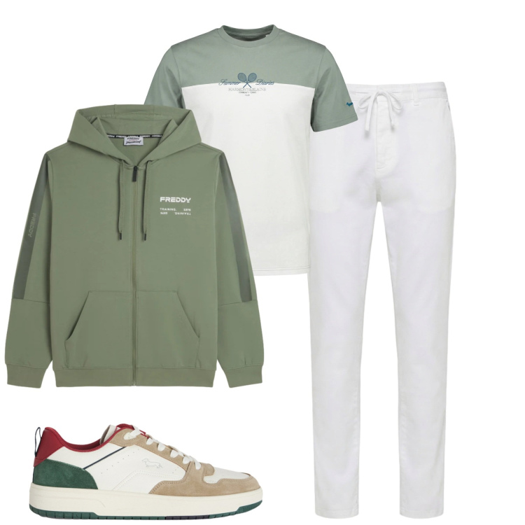 Outfit uomo - Aprile. Stile Casual per Tutti i giorni. Abbinamento con sneakers, t-shirt, pantaloni, felpe con cappuccio.