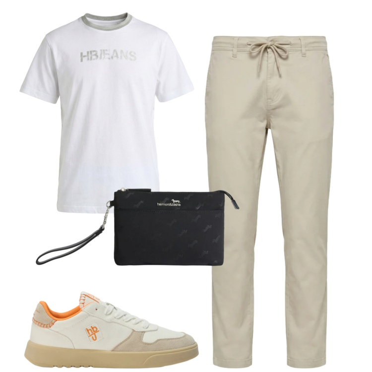 Outfit uomo - Harmont & Blaine. Stile Urban per Tutti i giorni. Abbinamento con sneakers, borse sportive, pantaloni, t-shirt.