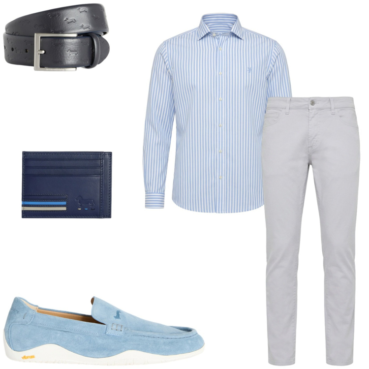 Outfit uomo - Total look #2385023. Stile Business/Elegante per Ufficio. Abbinamento con cinture, portafogli, scarpe stringate, pantaloni, camicie.