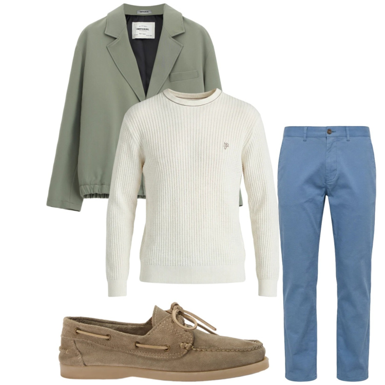 Outfit uomo - Total look #2385024. Stile Trendy per Tutti i giorni. Abbinamento con giacche, scarpe stringate, maglieria, pantaloni.
