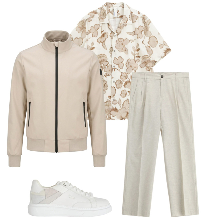 Outfit uomo - Total look #2385066. Stile Trendy per Tutti i giorni. Abbinamento con pantaloni, camicie a manica corta, sneakers, bomber.