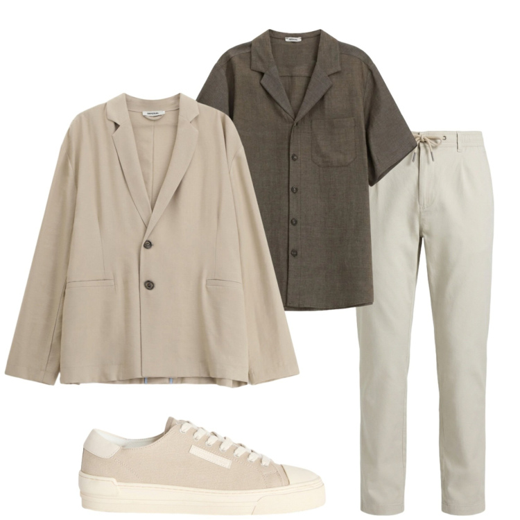Outfit uomo - Total look #2385073. Stile Casual per Tutti i giorni. Abbinamento con giacche, camicie a manica corta, sneakers, pantaloni.