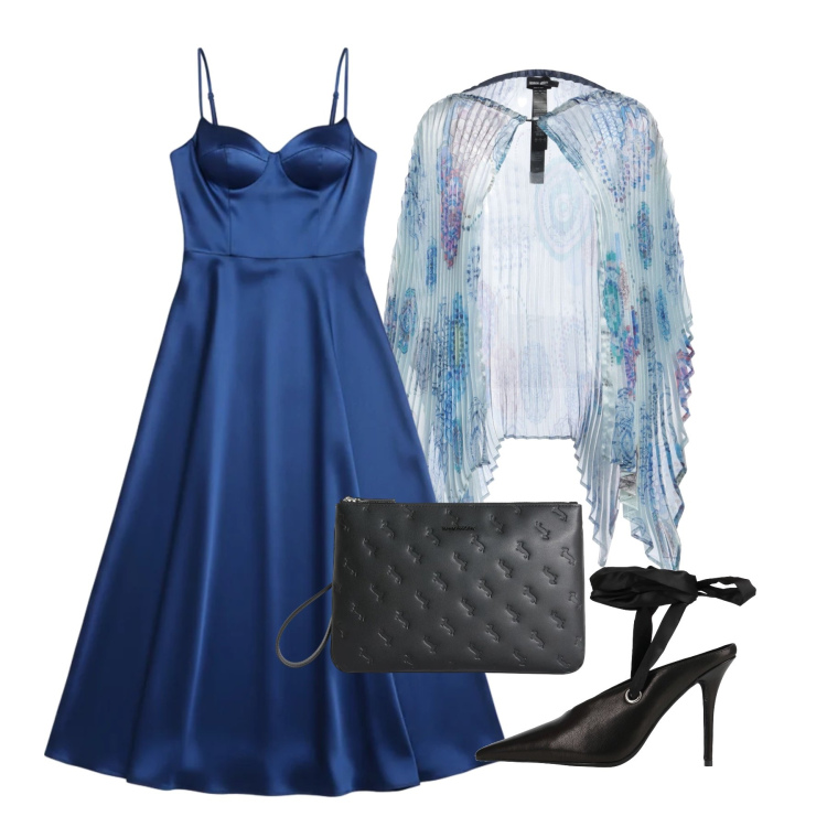 Outfit donna - Aprile. Stile Glamour per Cerimonia. Abbinamento con cappe, décolleté, vestiti lunghi, anelli.