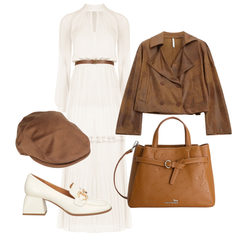 Outfit donna - Aprile. Stile Casual chic per Tutti i giorni. Abbinamento con cappelli, mocassini, giacche, vestiti lunghi, borse a mano.