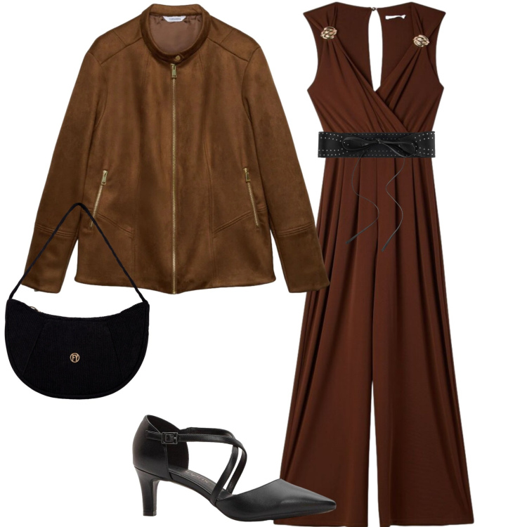 Outfit donna - Eleganza leggera. Stile Casual chic per Serata fuori. Abbinamento con décolleté, cinture, giacche, tute, borse a mano.