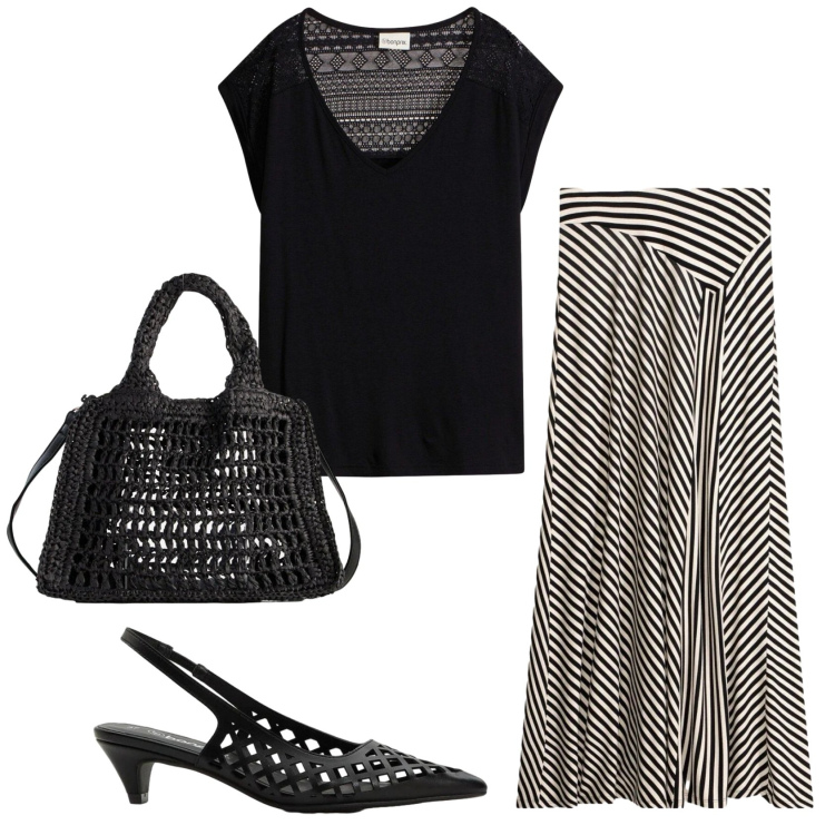 Outfit donna - Total look #2385095. Stile Basic per Ufficio. Abbinamento con top, décolleté, borse a tracolla, gonne.