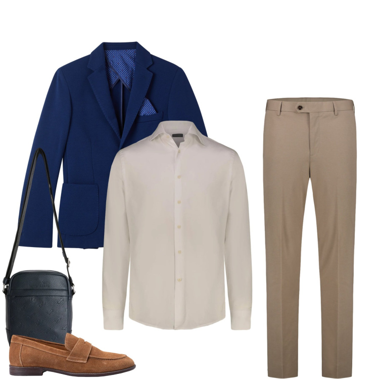 Outfit uomo - Riviera Classic. Stile Business/Elegante per Ufficio. Abbinamento con borse sportive, giacche, pantaloni, camicie, scarpe stringate.
