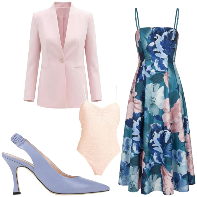 Outfit donna - Stile retro\' anni \'50. Stile Romantica per Cerimonia. Abbinamento con body, décolleté, vestiti midi/longuette, blazer.
