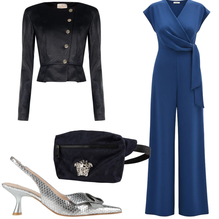 Outfit donna - Look trendy. Stile Casual chic per Serata fuori. Abbinamento con décolleté, marsupi, tute, giacche.