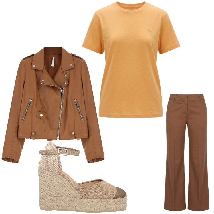 Outfit donna - Figlia del sole. Stile Casual per Tutti i giorni. Abbinamento con espadrillas, giacche, pantaloni, t-shirt.