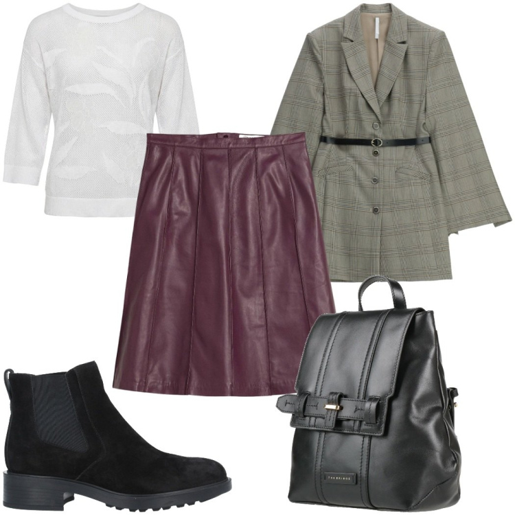 Outfit donna - Total look #2385252. Stile Trendy per Tutti i giorni. Abbinamento con stivaletti chelsea, zaini, gonne, maglieria, vestiti corti.