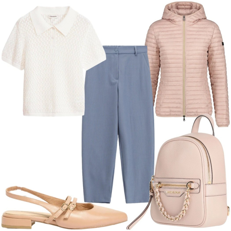 Outfit donna - Total look #2385265. Stile Bon Ton per Tutti i giorni. Abbinamento con zaini, polo, ballerine, pantaloni, piumini.