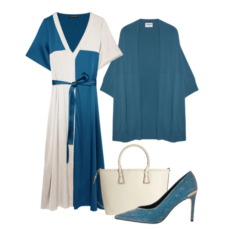 Outfit donna - L’abito per una cena. Stile Glamour per Serata fuori. Abbinamento con décolleté, shopping bag, vestiti midi/longuette, cardigans.