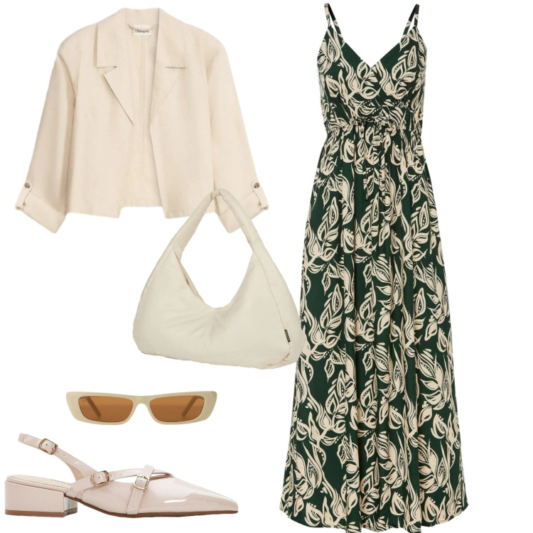 Outfit donna - Boho chic ogni giorno. Stile Boho per Tutti i giorni. Abbinamento con vestiti lunghi, décolleté, blazer, occhiali da sole, borse a spalla.