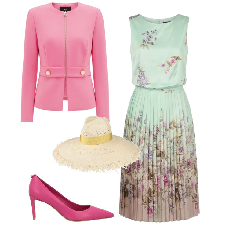 Outfit donna - Chic cerimonia evento speciale. Stile Chic per Cerimonia. Abbinamento con cappelli, décolleté, vestiti midi/longuette, blazer.