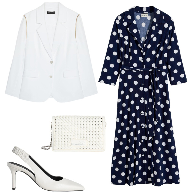 Outfit donna - Chic cerimonia evento serata. Stile Chic per Cerimonia. Abbinamento con décolleté, vestiti chemisier, blazer, borse a tracolla.