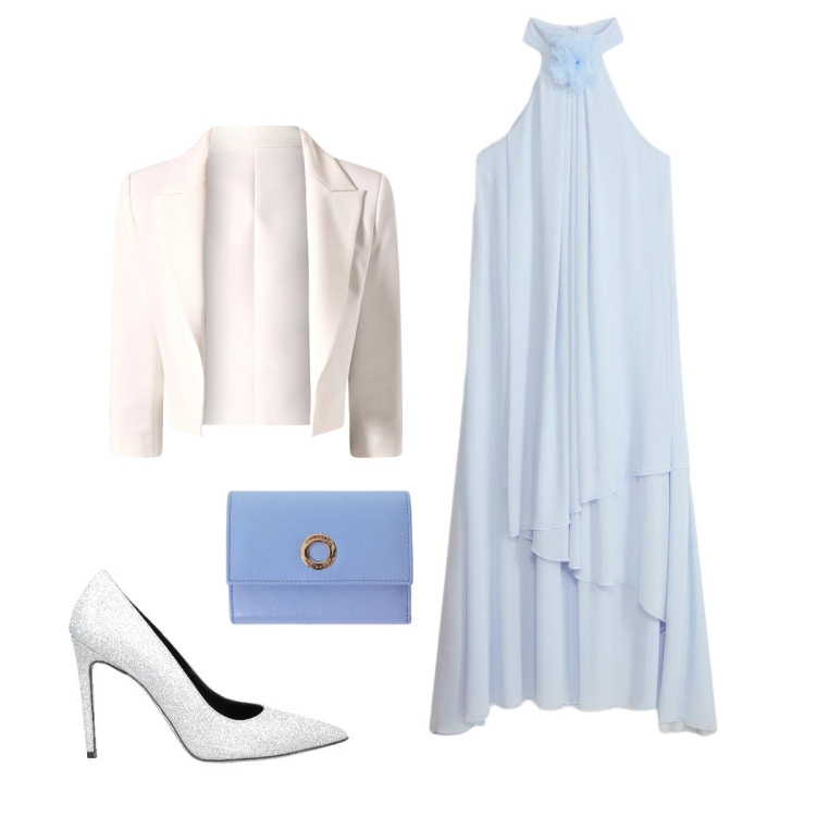 Outfit donna - Cerimonia di giorno. Stile Romantica per Cerimonia. look ideale per Petite. Abbinamento con décolleté, vestiti lunghi, portafogli, blazer.