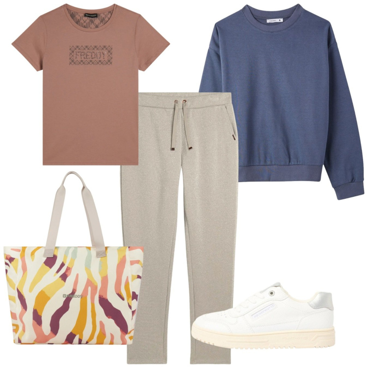 Outfit donna - Un weekend fuori città - @vale. Stile Basic per Tutti i giorni. Abbinamento con sneakers, felpe, pantaloni, t-shirt, shopping bag.