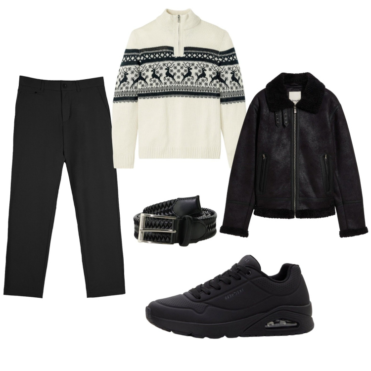 Outfit uomo - Total look #2385312. Stile Urban per Ufficio. Abbinamento con maglieria, sneakers, giacche, cinture, pantaloni chino.