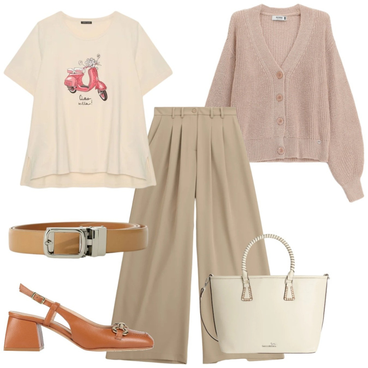 Outfit donna - Un weekend fuori città - @valentinadring. Stile Bon Ton per Tutti i giorni. Abbinamento con décolleté, t-shirt, shopping bag, cardigans, pantaloni a palazzo, cinture.