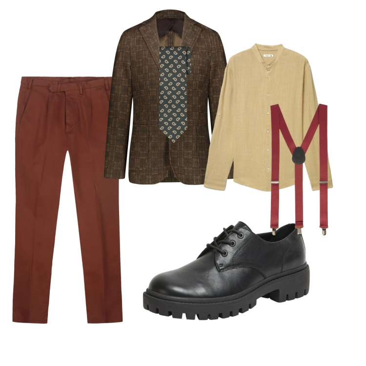 Outfit uomo - Total look #2385336. Stile Business/Elegante per Cerimonia. Abbinamento con scarpe stringate, giacche, bretelle, pantaloni, cravatte, camicie.