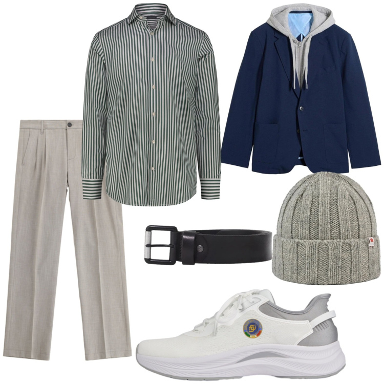 Outfit uomo - Total look #2385340. Stile Business/Elegante per Ufficio. Abbinamento con giacche, pantaloni, cinture, berretti, scarpe sportive, camicie.