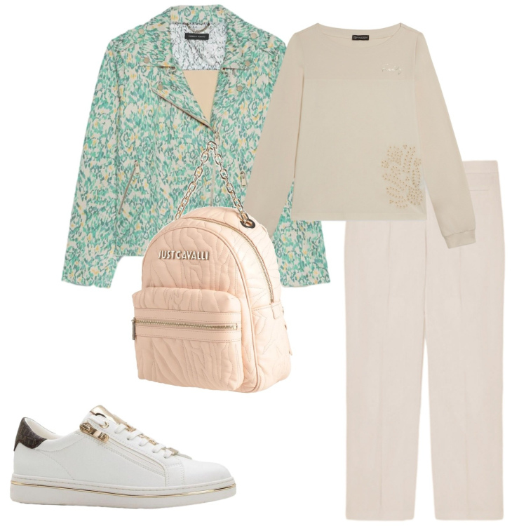 Outfit donna - Total look #2385344. Stile Sporty chic per Tutti i giorni. Abbinamento con zaini, sneakers, blazer, pantaloni, felpe.