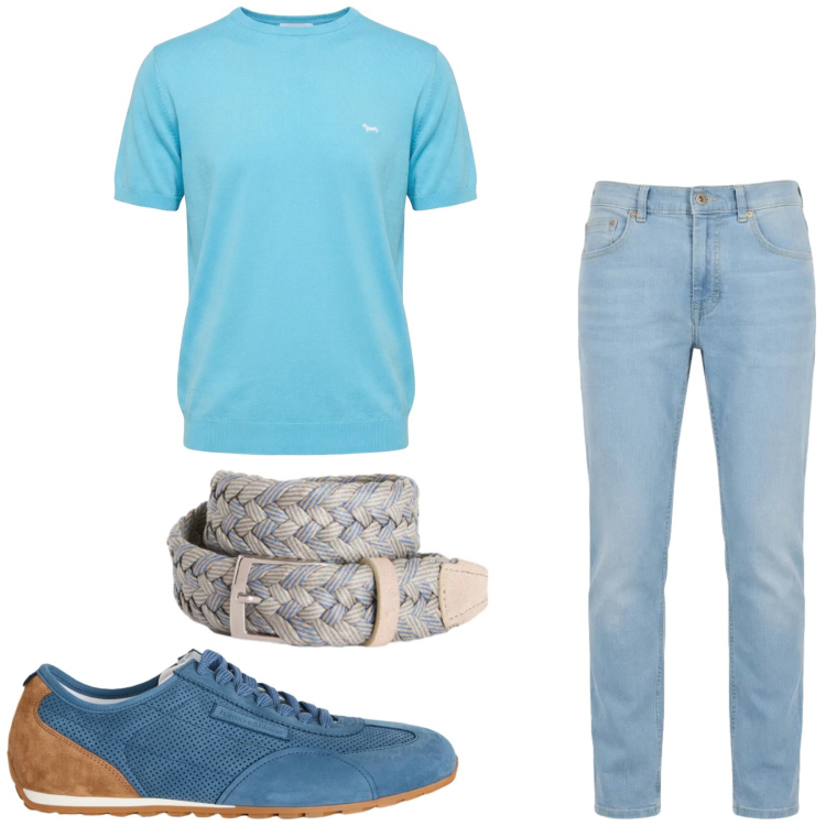 Outfit uomo - Total look #2385355. Stile Casual per Tutti i giorni. Abbinamento con jeans, t-shirt, cinture, sneakers.