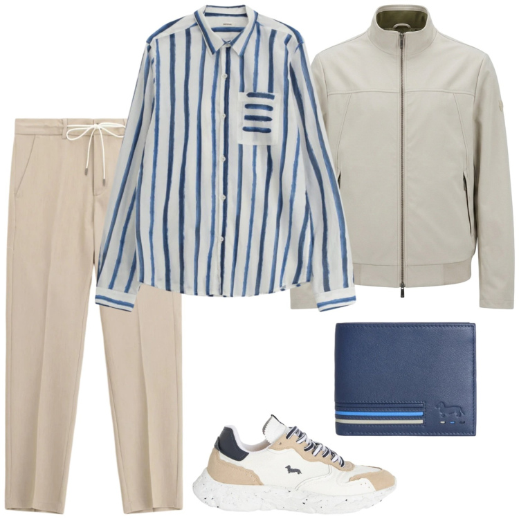 Outfit uomo - Total look #2385382. Stile Casual per Tutti i giorni. Abbinamento con camicie, pantaloni, portafogli, sneakers, giacche.